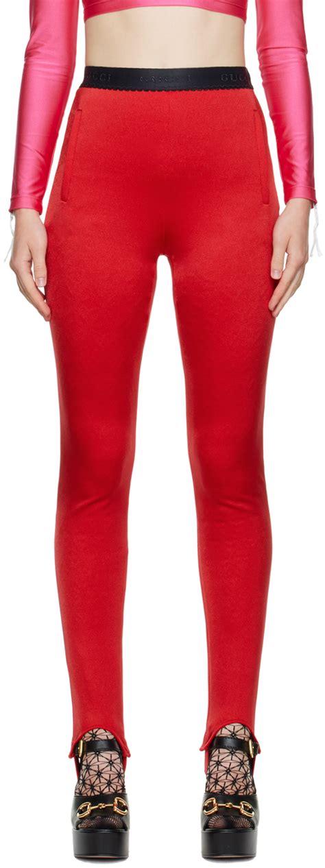 gucci red trousers|Gucci leggings for women.